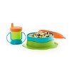 Tupperware Brand Tupperkids Feeding Set - Lime Aid, Tropical Water & Orange Peel Colors - Includes Divided Dish & Sip ‘N Care Sippy Cup