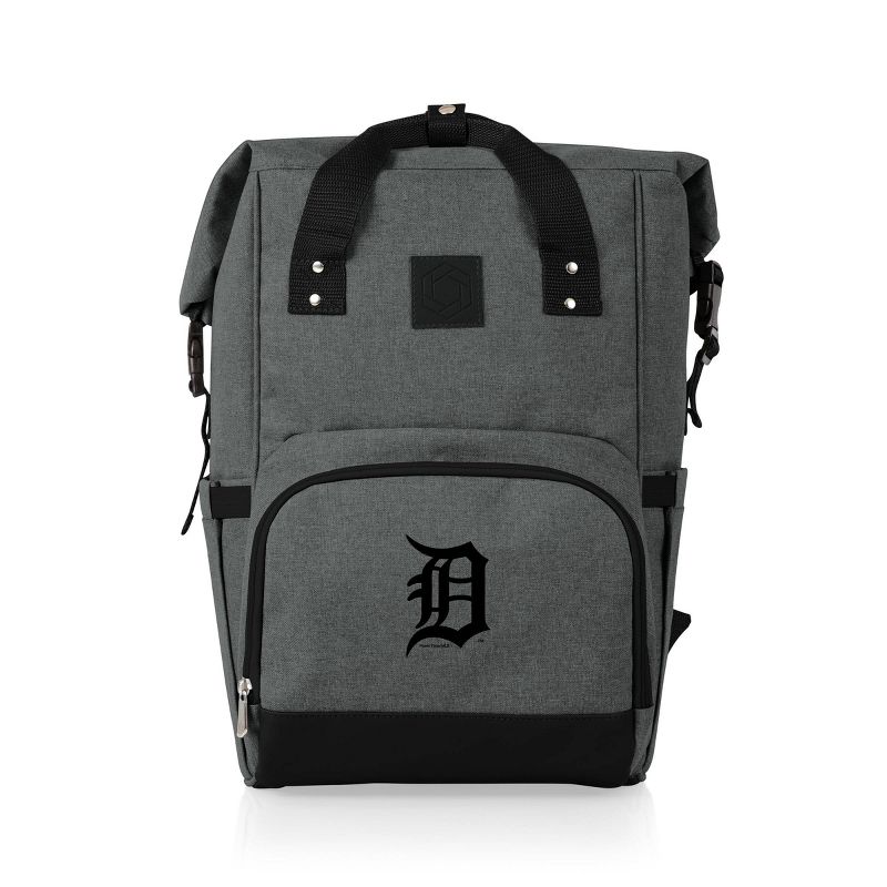 MLB Detroit Tigers On The Go Roll-Top Cooler Backpack - Heathered Gray, 1 of 10