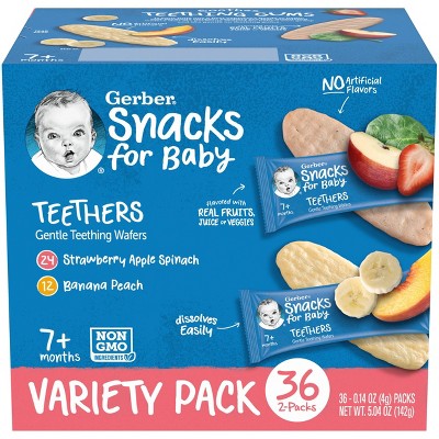 Gerber Teethers Variety Pack Baby Snacks - 5.04oz/36pk