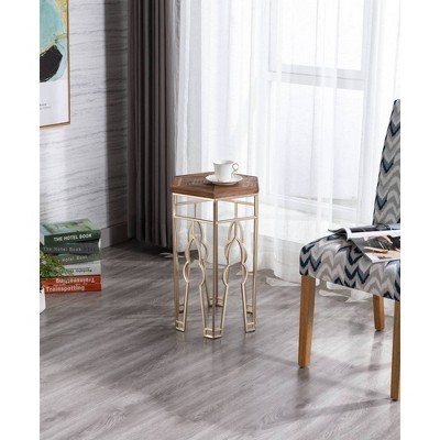 Genevieve Gold & Natural Fir Wood Round Nesting Tables