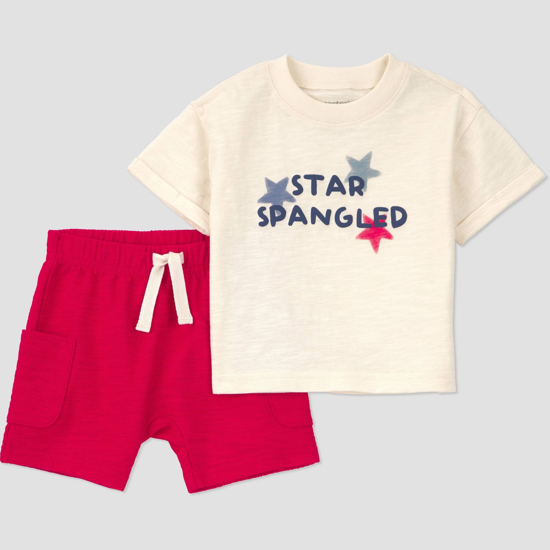 Carter's Just One You® Baby Boys' 2pc Star Graphic Americana T-Shirt and Shorts Set - Red