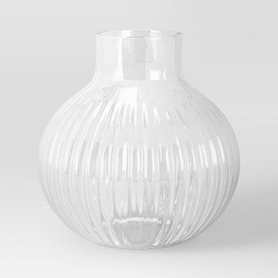 Ribbed Decorative Clear Round Vase - Room Essentials™