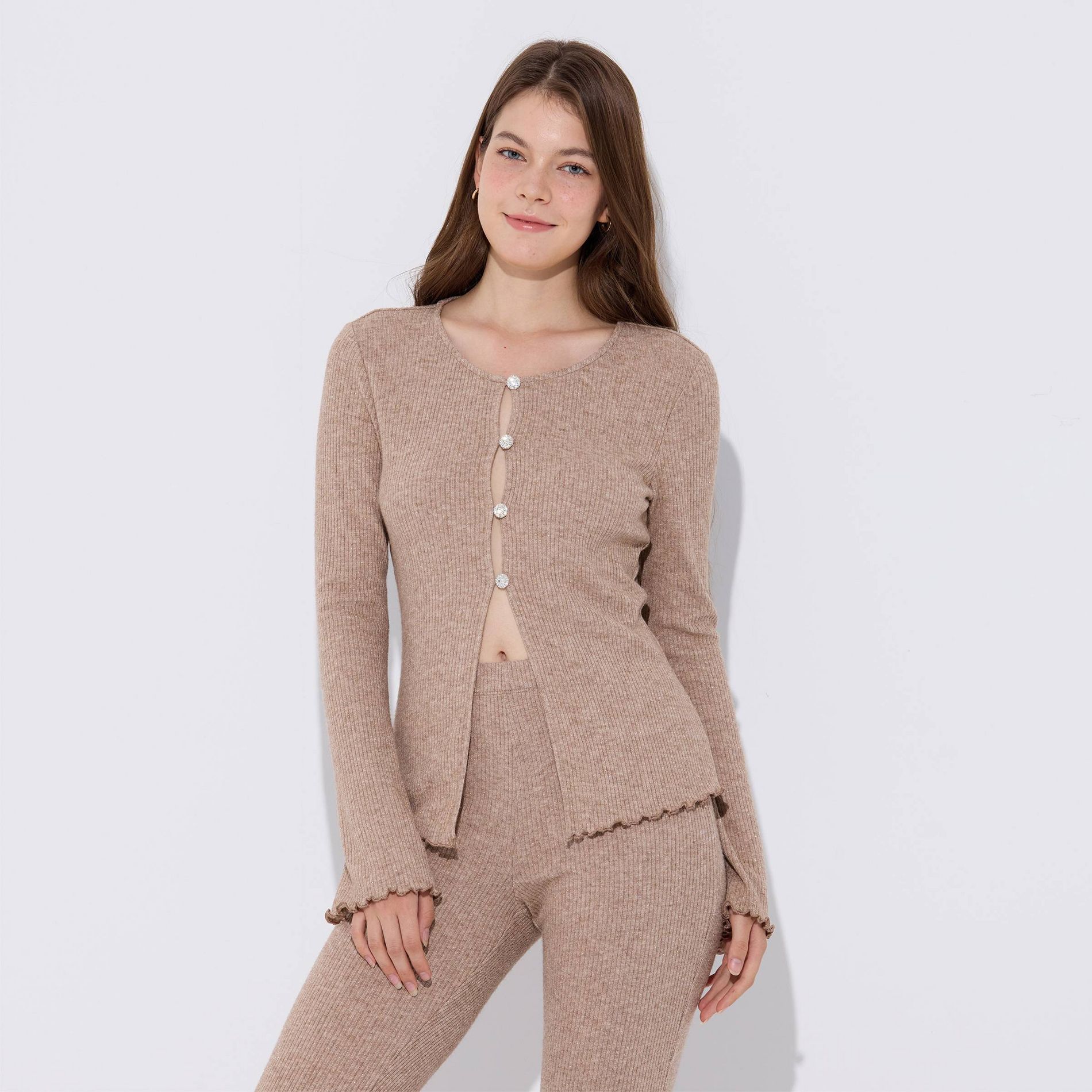 Women's Metallic Rib-Knit Cardigan - Wild Fable™