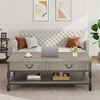 41" Rustic Coffee Table with 2 Storage Drawers, Rectangular Coffee tables w/ Storage Shelf and Metal Legs, Wood Large Coffee Table for Living Room - 3 of 4