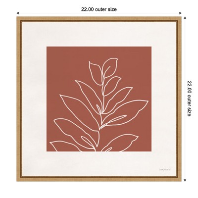Rusty Red Abstract Botanical Canvas Wall Art 22 x 22 inches