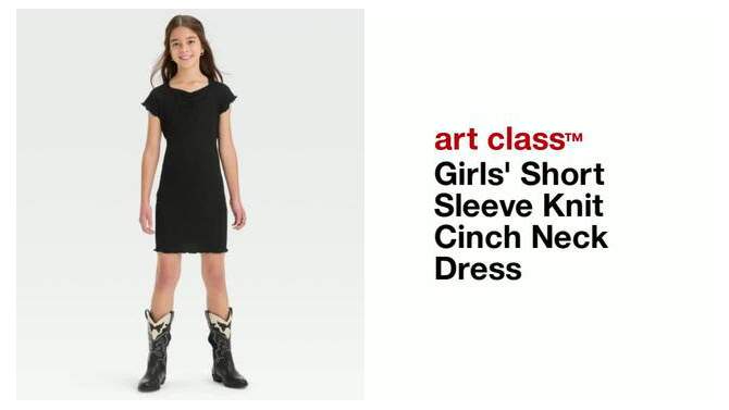 Girls' Short Sleeve Knit Cinch Neck Dress - art class™, 2 of 5, play video