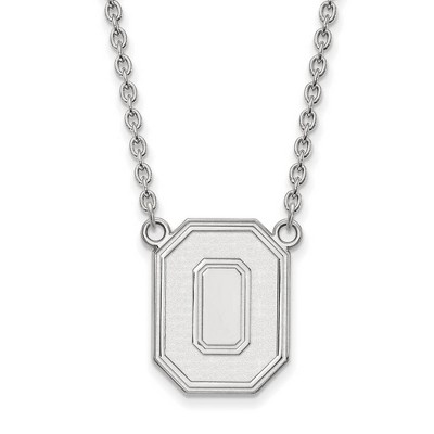 Black Bow Jewelry 10k White Gold Ohio State Buckeyes NCAA Necklace 18 Inch