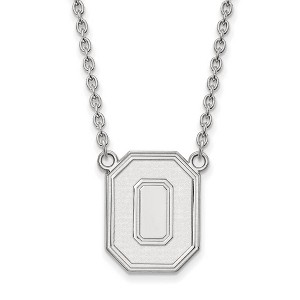 Black Bow Jewelry 10k White Gold Ohio State Buckeyes NCAA Necklace 18 Inch - 1 of 4