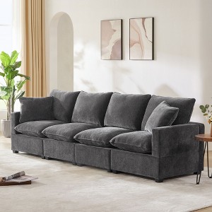 NicBex Couches for Living Room 110" Modern Modular Sofa 4 Seat Chenille Upholstered Freely Combinable Sofa Couch Set with 2 pillows, Grey - 1 of 4