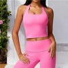Anna-Kaci Active Women's Ribbed Halter Neck Sports Bra with Built-In Bra - 2 of 4
