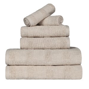 Ribbed Cotton Highly Absorbent Medium Weight Bath Towels, Set of 3 by Blue Nile Mills - 1 of 4