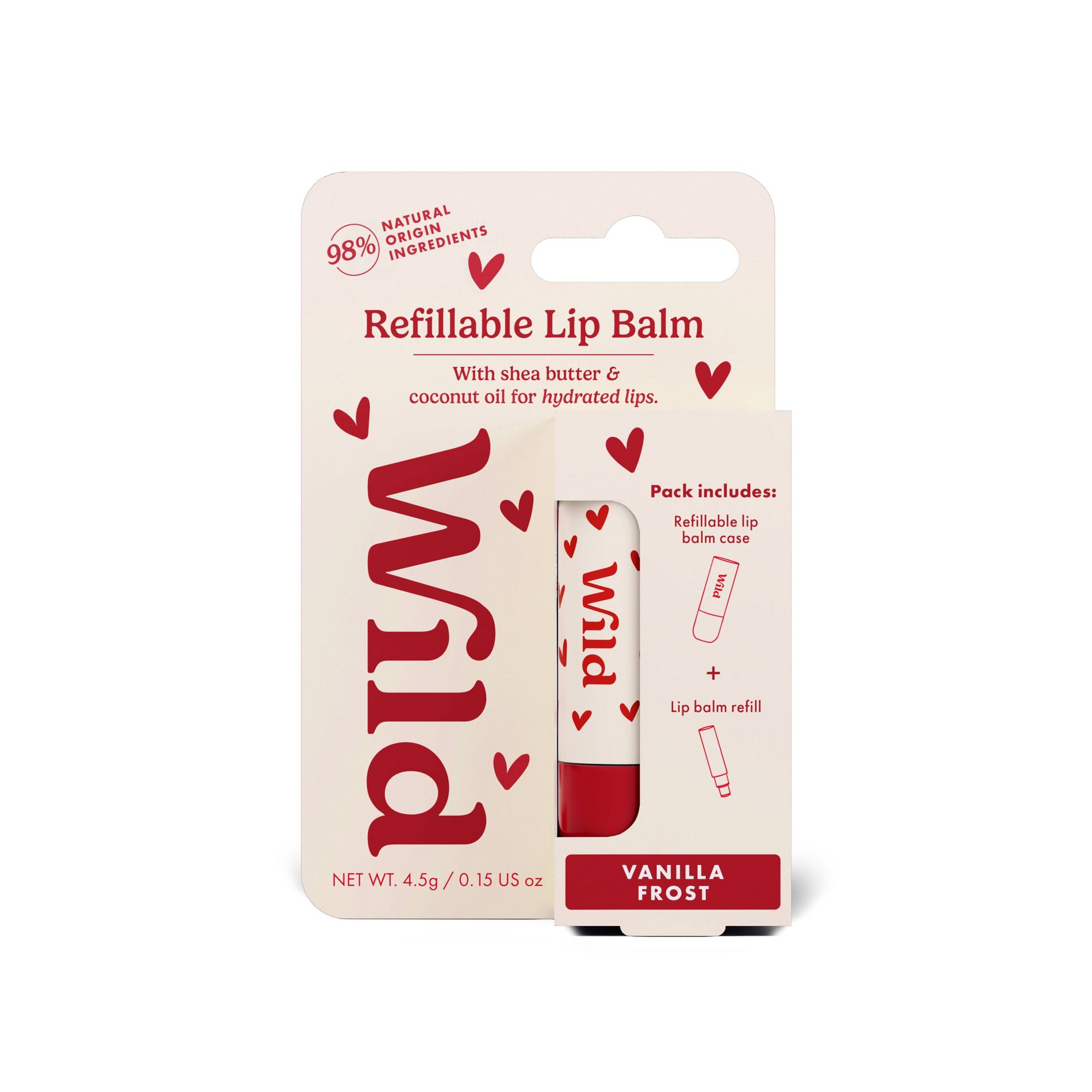 Wild Cosmetics Heart Case Lip Balm Starter Kit - Vanilla Frost - 0.15oz
