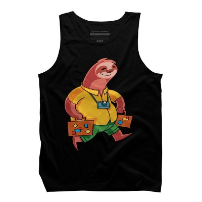 Men's Design By Humans Summer Vacation Traveller Sloth By moredesignsplease Tank Top