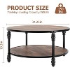 Homhougo Round Coffee Table for Living Room Rustic Center Table with Storage Shelf Wood Circle Coffee Table with Sturdy Metal Legs, Easy Assembly - 2 of 4