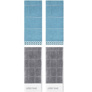 REGALWOVEN 4 Pcs Checked Absorbent Soft Decorative Bathroom Hand Towel 14 x 30 Inch - 1 of 4