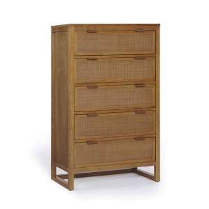 Hatteras Dresser with 5 Rattan Inlay Drawers, Natural  Teamson Home: Wide  & Deep Storage with Coastal Modern Style : Target