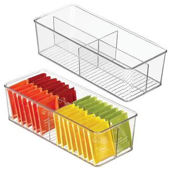 mDesign Plastic Kitchen Cabinet Divided Storage Organizer Bin