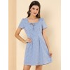 Allegra K Women's Printed Summer Casual Square Neck Short Sleeve Fit and Flare Dress - 4 of 4
