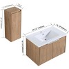 Vynxaria 30 in. Single Wall-Mounted Imitation Oak Plywood Bath Vanity with White Resin Top KD-PACKING Ready to Assemble - 4 of 4