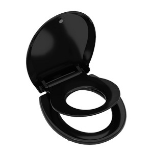 Round Toilet Seat with Toddler Seat Built in - Fits Both Adults and Children, Soft-Close & Non-Slip Design, Easy Installation & Cleaning, Black - 1 of 3
