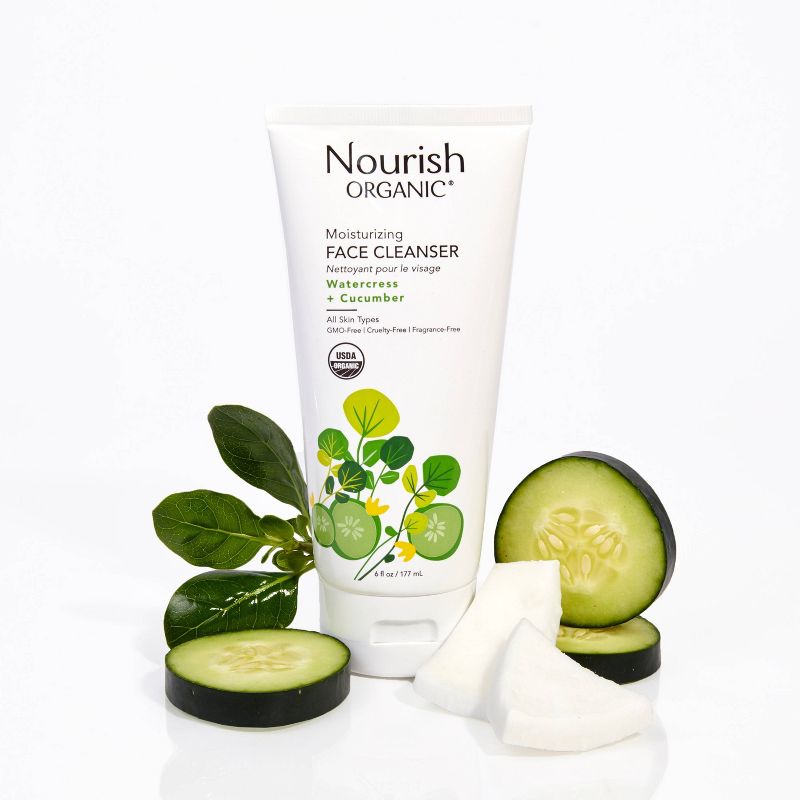 Nourish Organic Moisturizing Face Cleanser - Watercress &#38; Cucumber - Unscented - 6 fl oz, 4 of 8