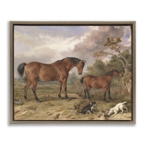 Stupell Industries Wild Dogs & Horses Traditional Floating Frame Canvas Art - 1 of 4