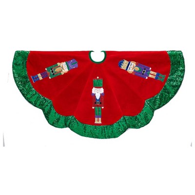 Kurt Adler 48" Velvet with Nutcracker Design Tree skirt