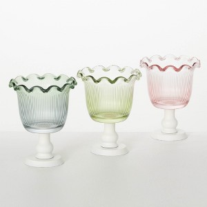 Sullivans Footed Glass Vase Set of 3 6.25"H; Multicolor - 1 of 4