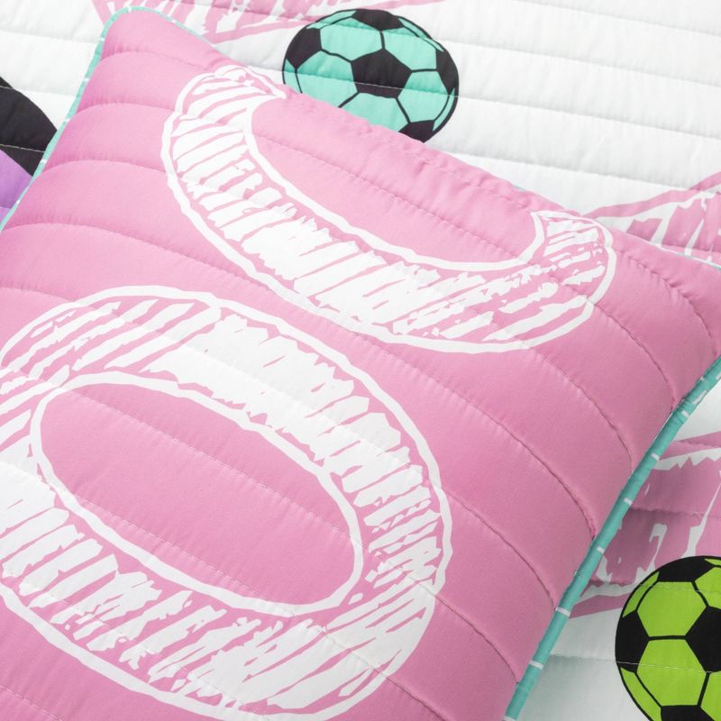 Kids' Girls Soccer Kick Reversible Oversized Quilt Set Purple - Lush Décor, 5 of 14