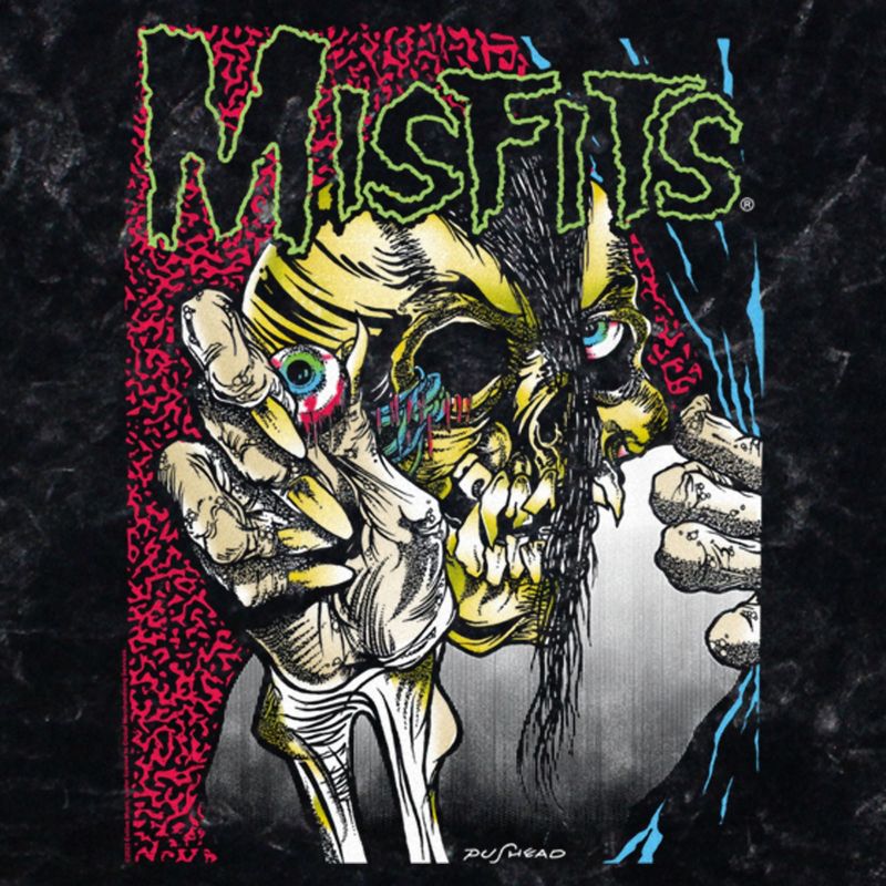 Men's Misfits Colorful Eye Skull Poster T-Shirt, 2 of 5