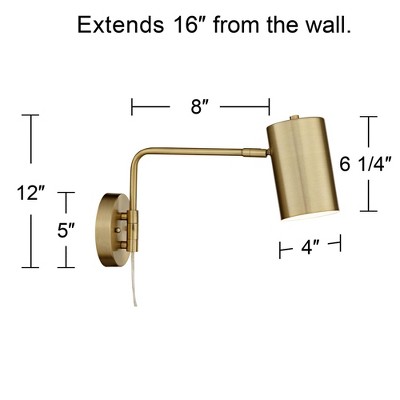 Carla Brushed Brass Adjustable Swing Arm Wall Lamp Set of 2