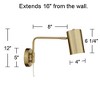 360 Lighting Carla Modern Swing Arm Wall Lamps Set of 2 Brushed Brass Plug-in Light Fixture Up Down Cylinder Shade for Bedroom Bedside Living Room - 4 of 4
