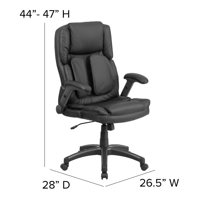 Flash Furniture Hansel Extreme Comfort High Back Black LeatherSoft Executive Swivel Ergonomic Office Chair with Flip-Up Arms, 4 of 14