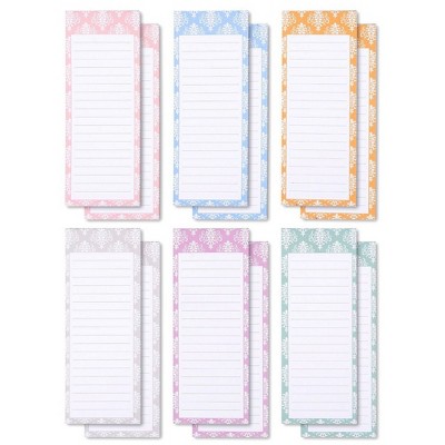 Juvale 12 Pack Magnetic Notepad for Fridge, Grocery Shopping To Do List Memo Note Pad, 6 Colors, 3.5x9 in