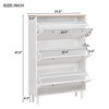 Narrow Tipping Bucket Shoe Cabinet, 3-Drawer Wood Grain Top with 3 Hooks, Adjustable Panel Hallway Rack - 3 of 3
