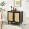 Buffet Cabinet With Storage, Rattan Storage Cabinet With Doors And Adjustable Shelves, Modern Sideboard Cabinet For Hallway Entry Living Room - 4 of 4