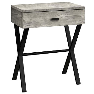 Monarch Specialties Accent Table, Side, End, Nightstand, Lamp, Storage Drawer, Living Room, Bedroom, Grey Laminate, Black Metal, Contemporary, Modern - 1 of 4
