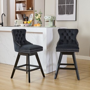 Kumasinova Swivel Velvet Bar Stool Set of 2,Counter Height Chair with Button Tufted Curved Back,Bar Chairs for Kitchen Island,Dining Room - 1 of 4