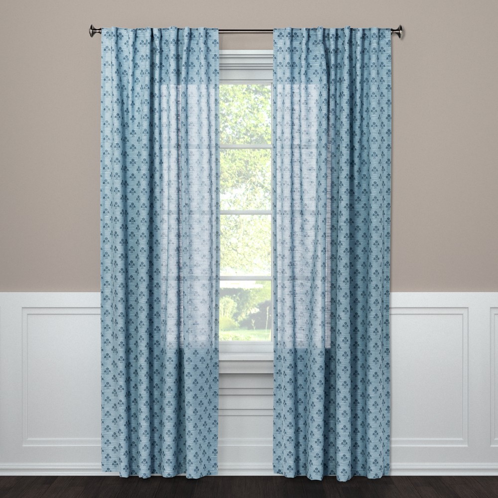 63x54 Suzani Light Filtering Curtain Panel Blue - Threshold was $19.99 now $9.99 (50.0% off)