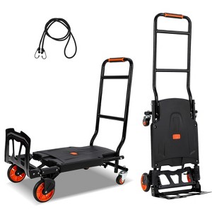660 LB Folding Hand Truck, Portable Heavy Duty Carrying Dolly Cart, Utility Cart Combination of 4 Wheels and 2 Wheels Convertible for Moving Shopping - 1 of 4