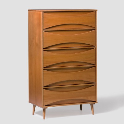 Saracina Home Mid Century Modern Contoured 5 Drawer Chest of Drawers
