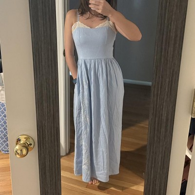 light blue dress kohls Wait For Daylight Light Blue Floral Eyelet Maxi Dress – Shop the Mint main image 0