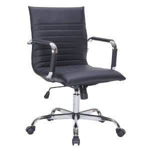 LeisureMod Harris Adjustable Leather Office Executive Chair with Swivel and Tilt - 1 of 4