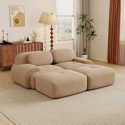 Aukfa Modular Corduroy Sectional Sofa with Ergonomic Support - Pet Friendly, Easy Assembly, Non-Slip Base Design