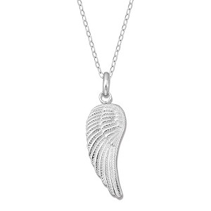 Bella Silver Sterling Silver, Single Angel Wing 18" Pendant Necklace - Silver - 1 of 2