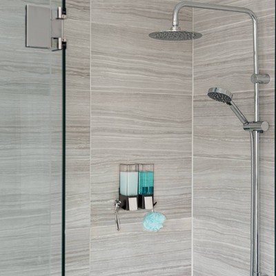 CLEVER Black Double Shower Dispenser with Hooks