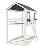 NicBex Twin over Twin Bunk Bed House Shape Loft Bed Pine Bed Frame with 2 Windows, Guardrail and Inclined Ladder, No Box Spring Required - 3 of 4