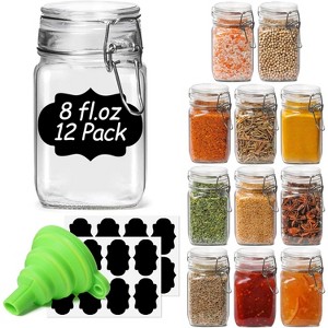 12-piece set of small glass jars, 8 ounces each with a sealed lid, perfect for kitchens - 1 of 4