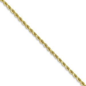 Black Bow Jewelry 2mm 10k Yellow Gold Solid Diamond Cut Rope Chain Necklace - 1 of 4