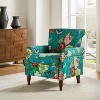 Araceli Traditional Wooden Upholstered Floral Armchair with Wingback and Nailhead Trim | ARTFUL LIVING DESIGN - 3 of 4